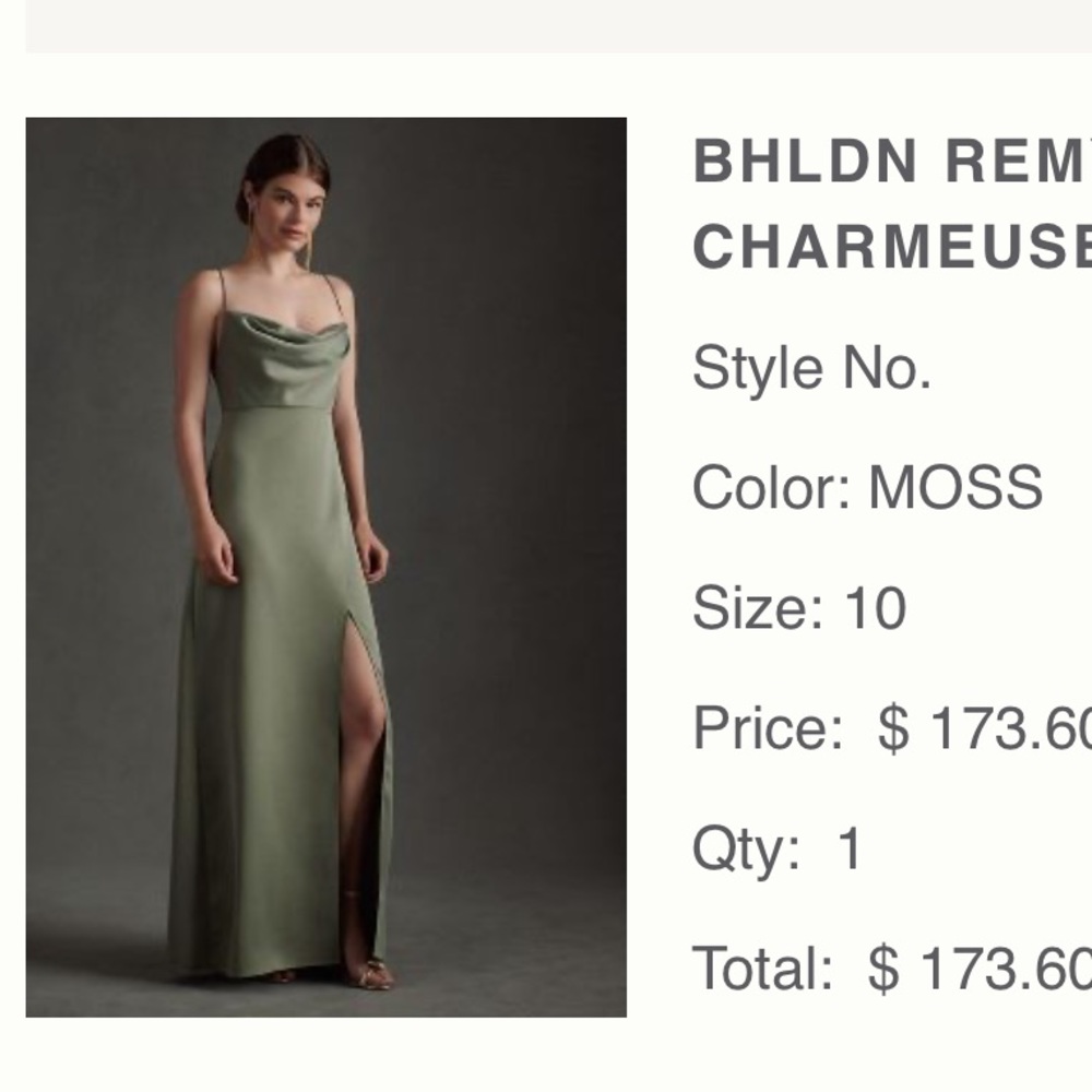 Anthropology BHLDN REMY SATIN
CHARMEUSE DRESS